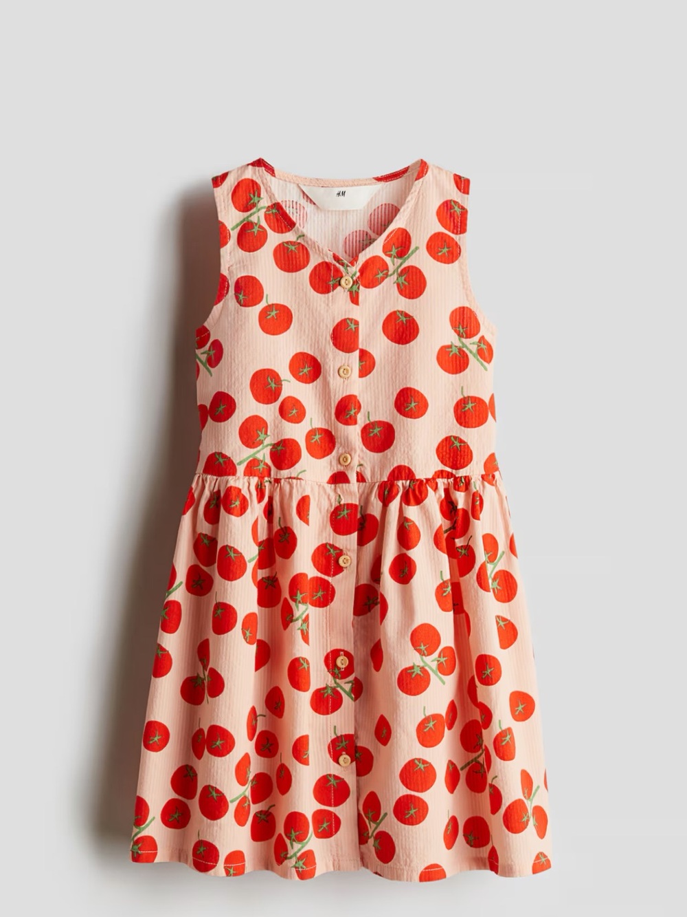 H&M Peachy Pink Sleeveless Dress with Red Tomato Print